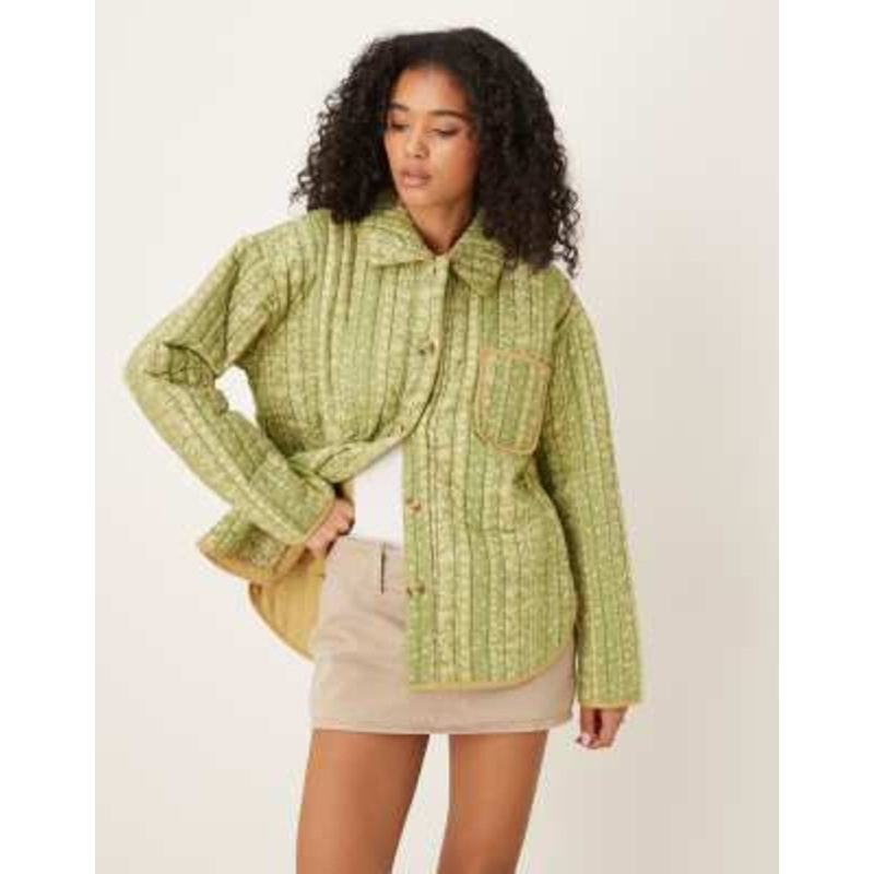 Free People Alexie quilted jacket in olive