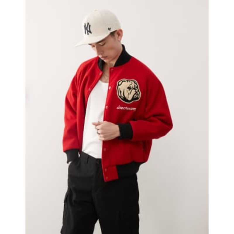 ICECREAM bulldog varsity jacket in red