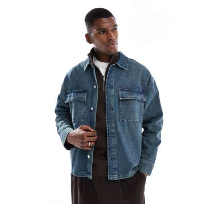 Jack & Jones boxy denim jacket in blue