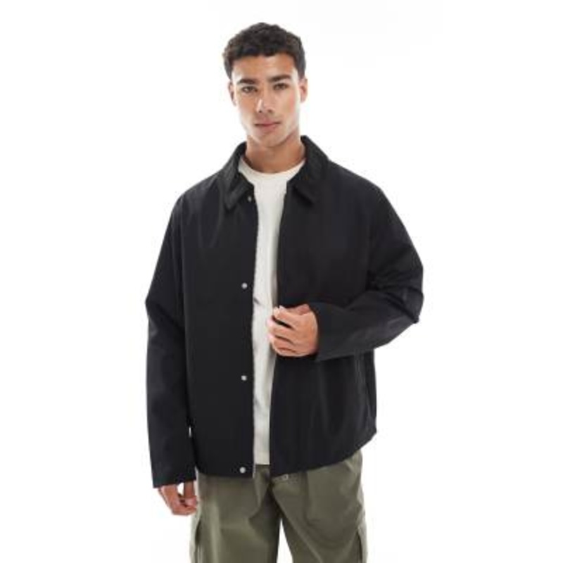 Jack & Jones harrington jacket with corduroy collar in black