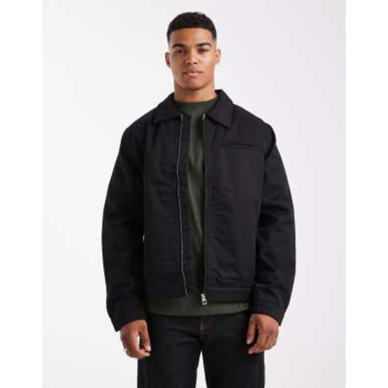 Jack & Jones harrington jacket with double zip in black