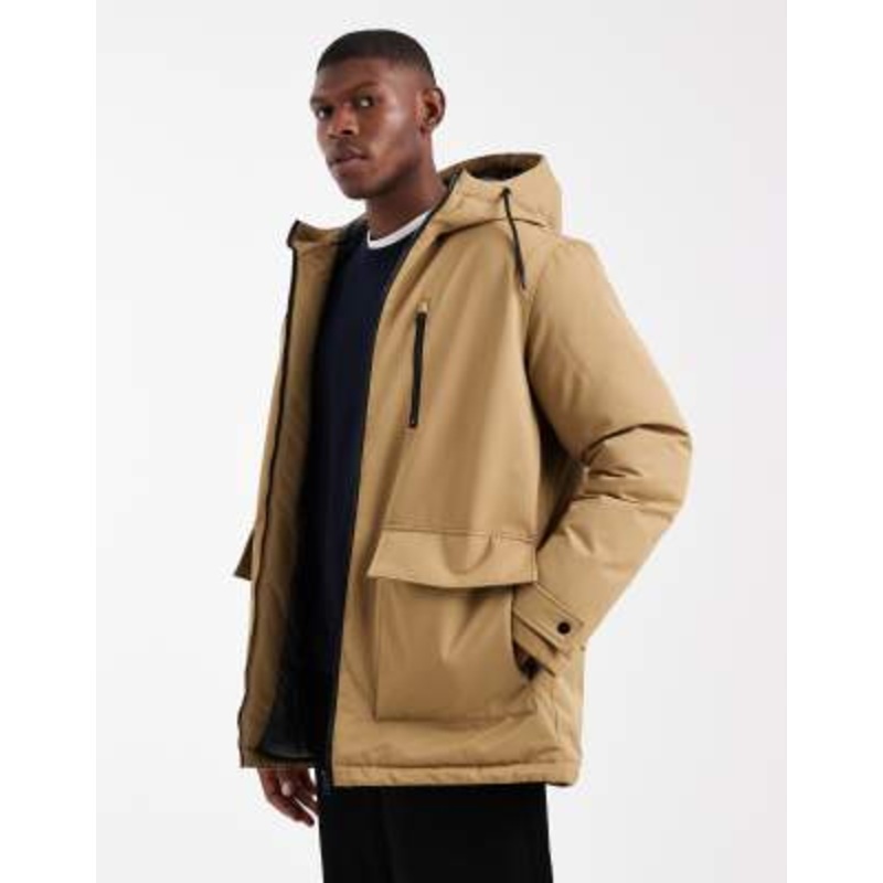 Jack & Jones parka jacket in tan
