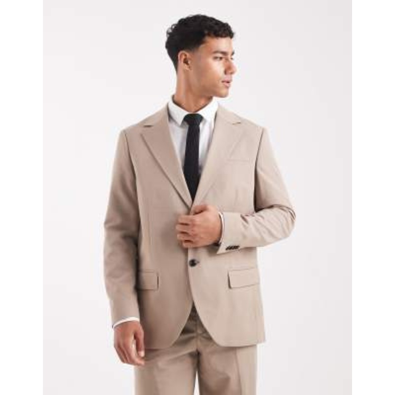 Jack & Jones Premium franco relaxed fit jacket in beige
