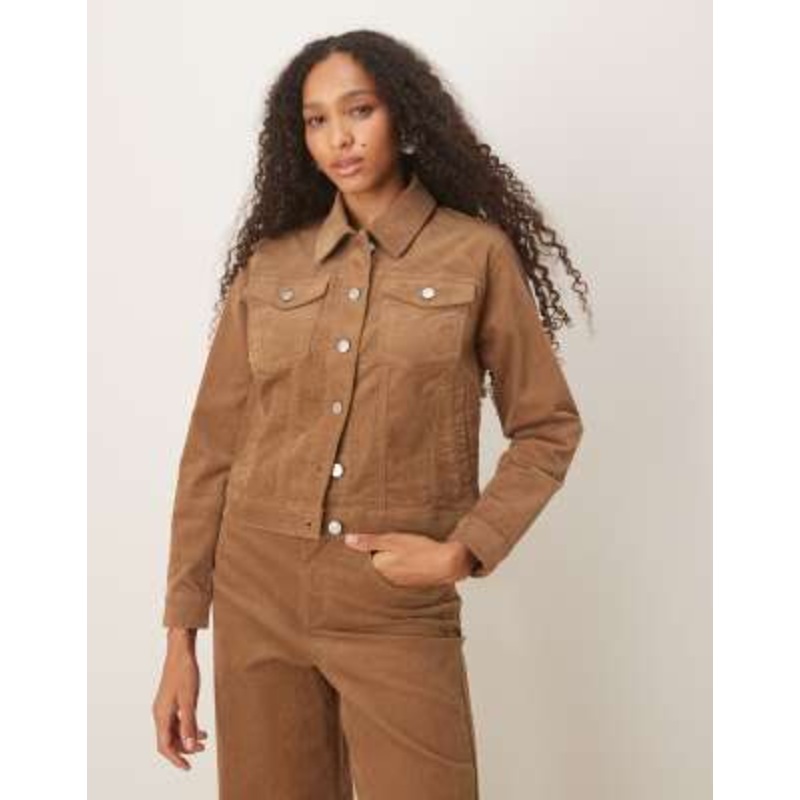 JJXX cord trucker jacket in brown – part of a set