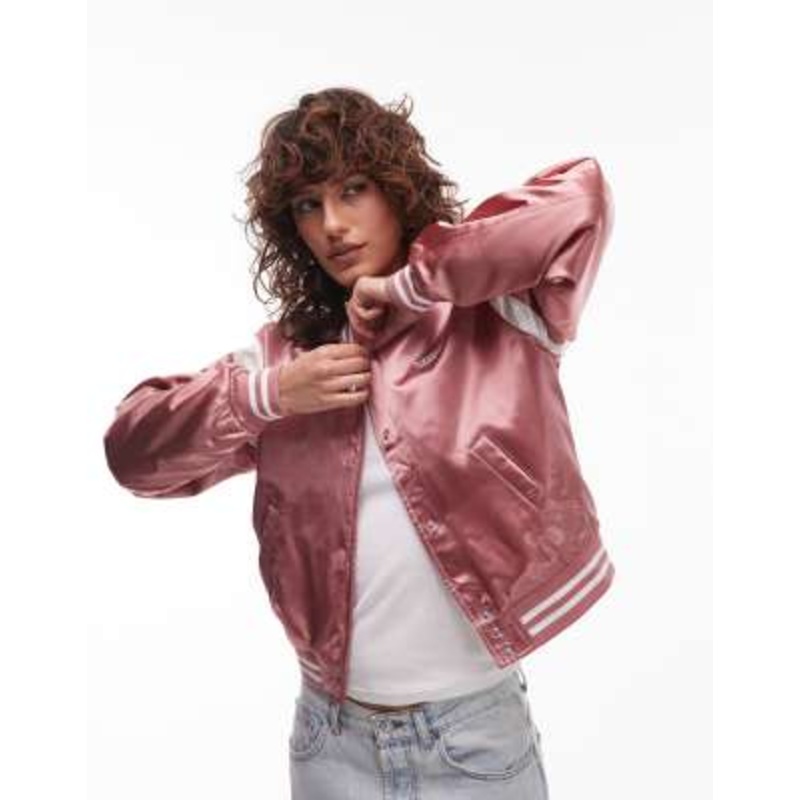 Tommy Jeans metallic varsity jacket in pink