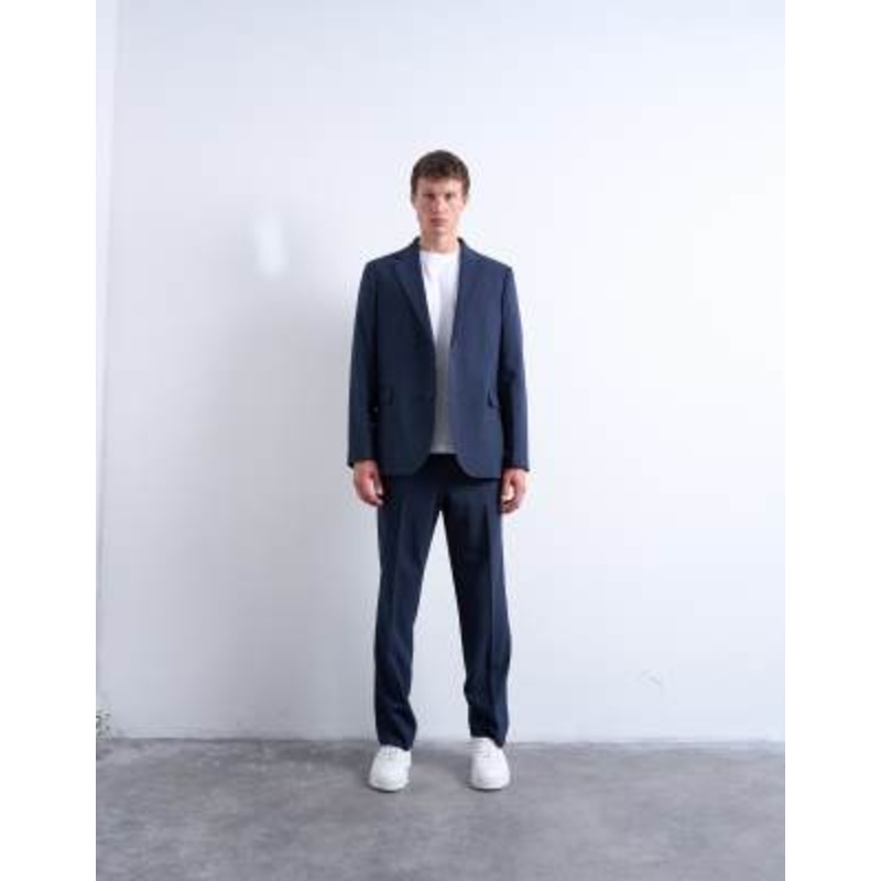 Topman relaxed wool touch suit jacket in navy