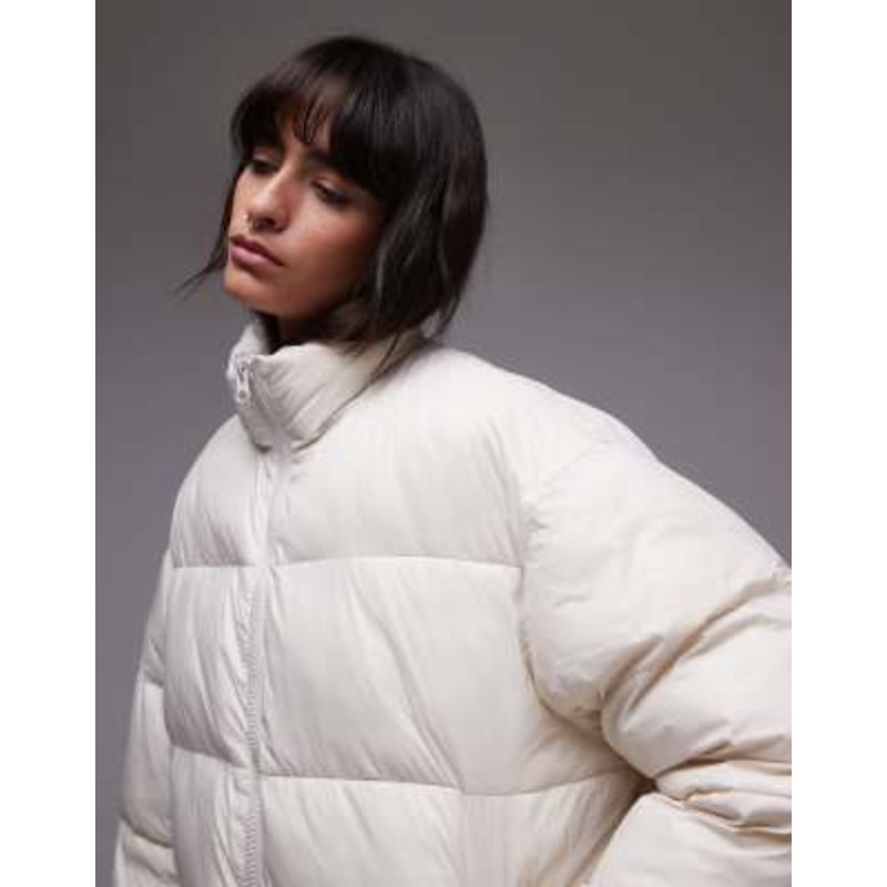 Topshop bomber puffer jacket in cream