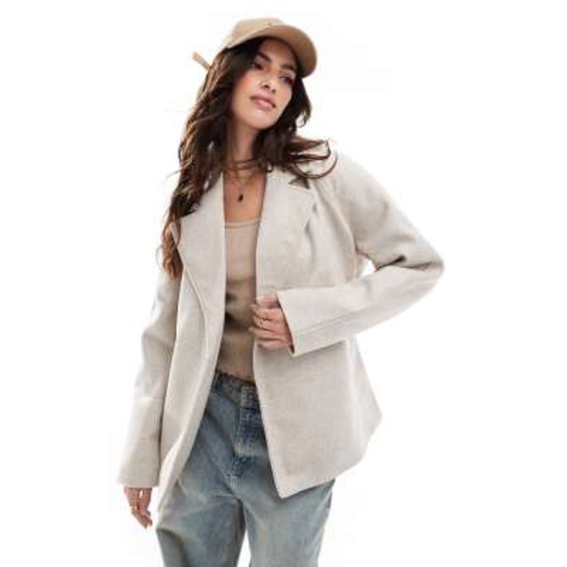 Vero Moda belted short formal jacket in cream