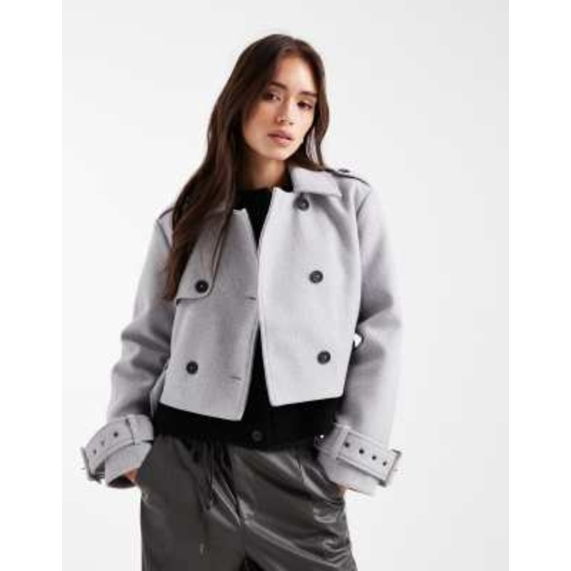 Wednesday’s Girl cropped button up jacket in gray