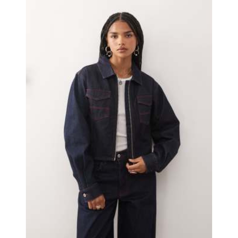COLLUSION 90s fitted cinch jacket in rinse
