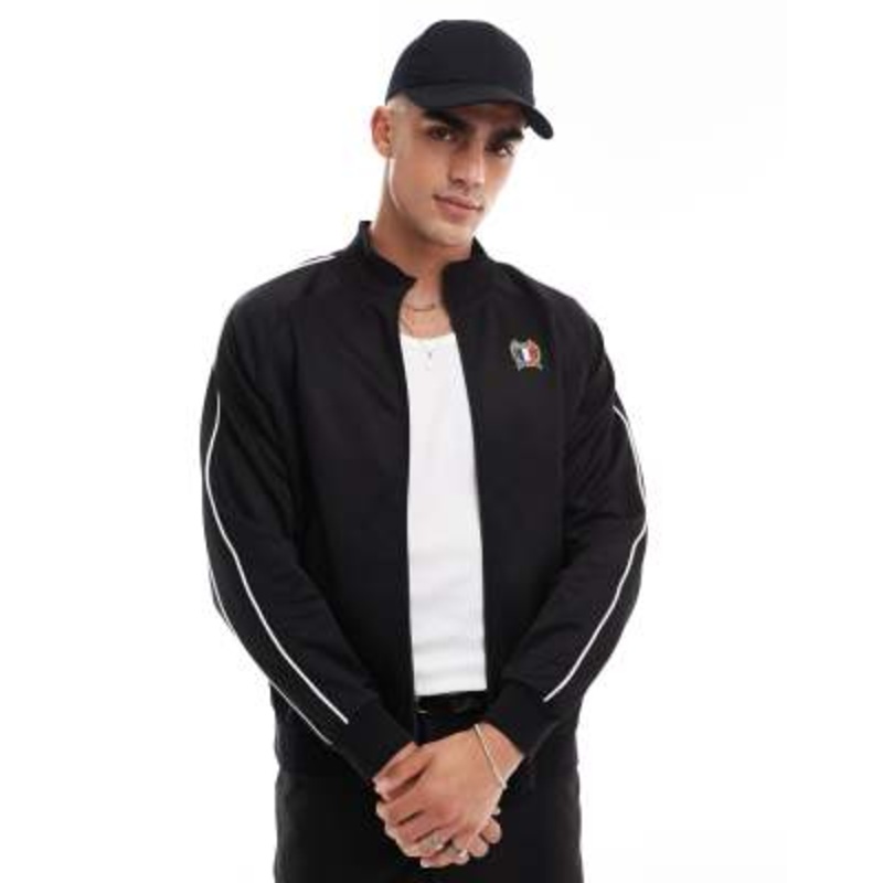 Cotton On tricot sports zip up jacket in black