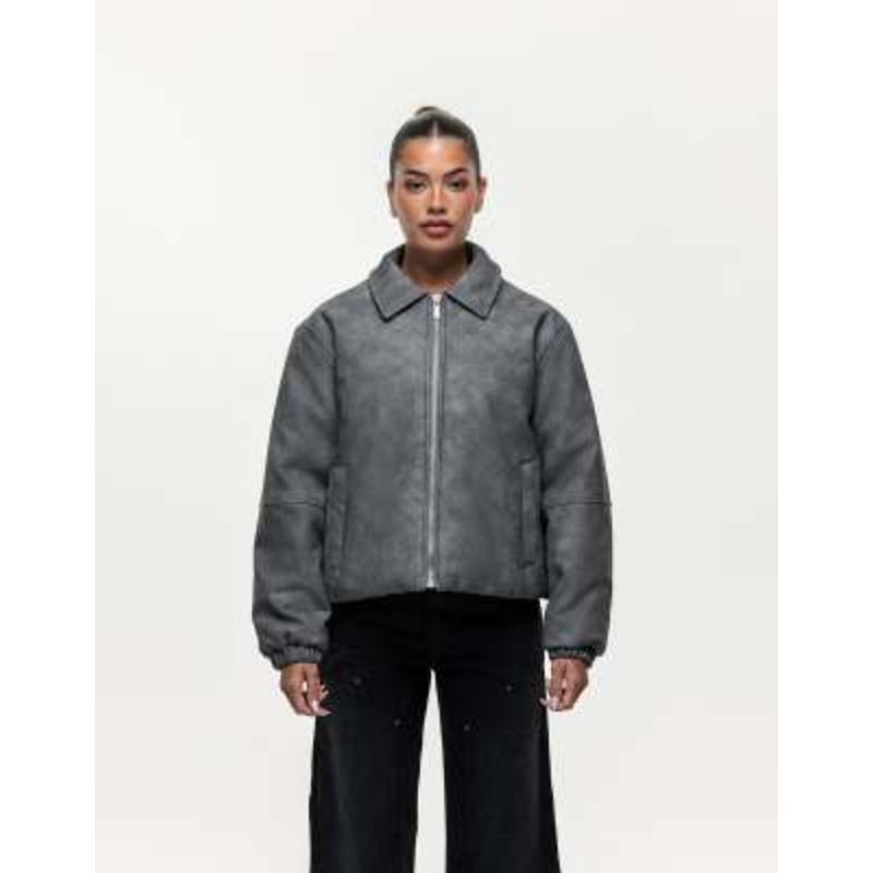 Good For Nothing faux leather jacket in black