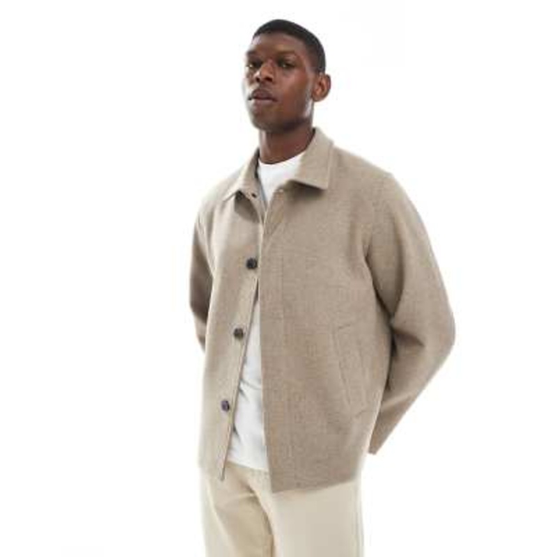 Jack & Jones boxy wool blend jacket in beige