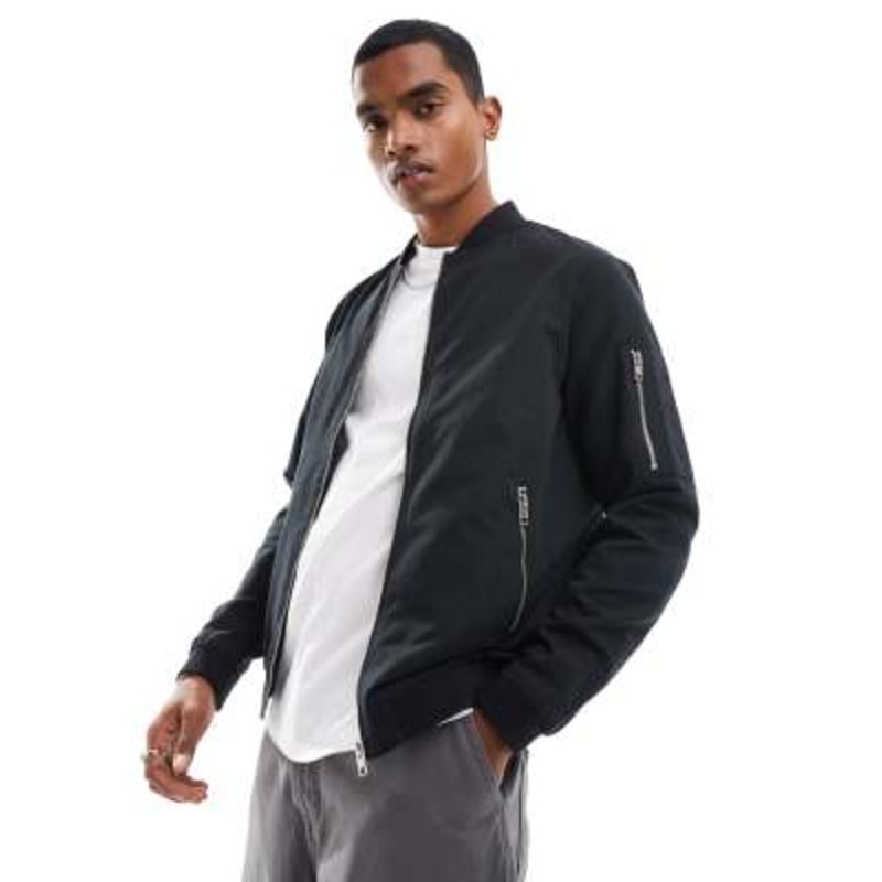Jack & Jones Essential bomber jacket in black