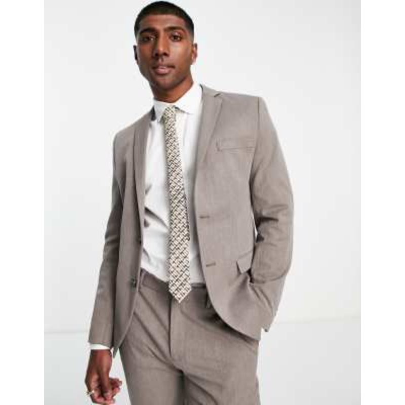 Jack & Jones Premium slim fit suit jacket in textured sand