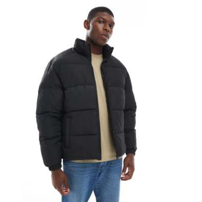 Jack & Jones puffer jacket in black