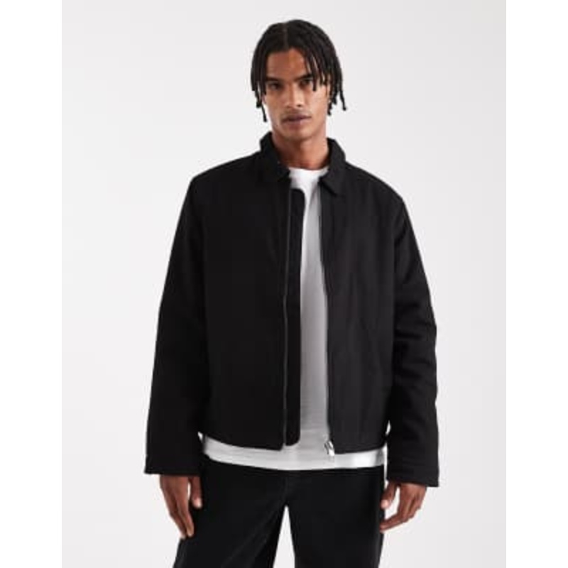 Jack & Jones zip harrington jacket in black