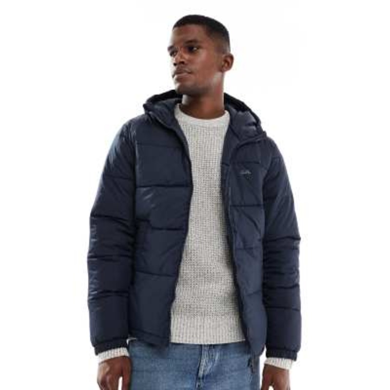 JJ Rebel puffer jacket with hood in navy
