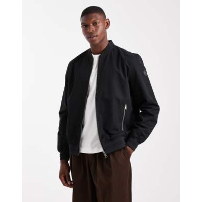 Threadbare zip front bomber jacket with pockets in black