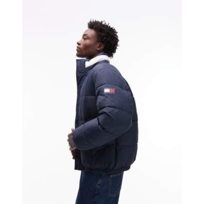 Tommy Jeans flag collar puffer jacket in navy