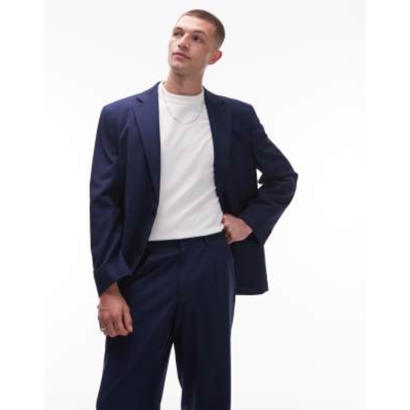 Topman deconstructed oversized suit jacket in blue