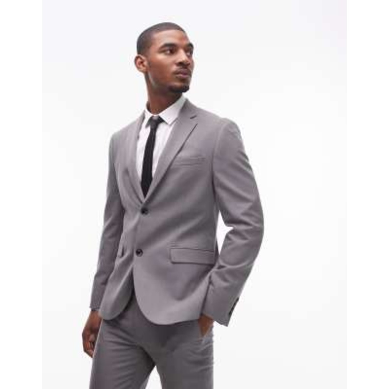 Topman skinny suit jacket in gray