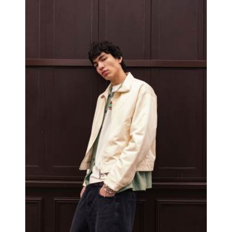 Topman twill harrington jacket in white