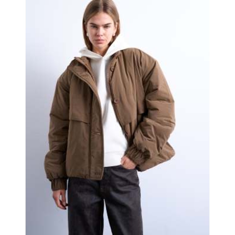 Topshop hybrid padded jacket in mushroom