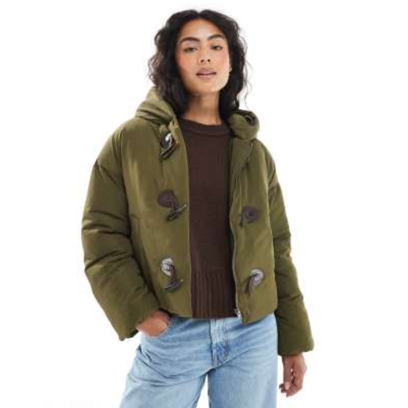 Wednesday’s Girl toggle detail cropped jacket in olive