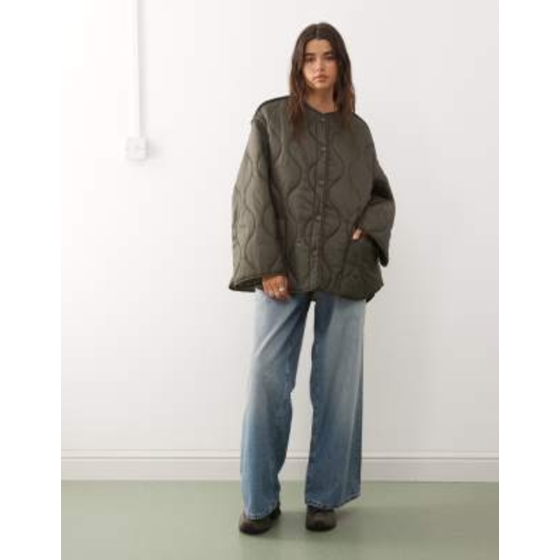 Weekday quilted jacket in khaki green