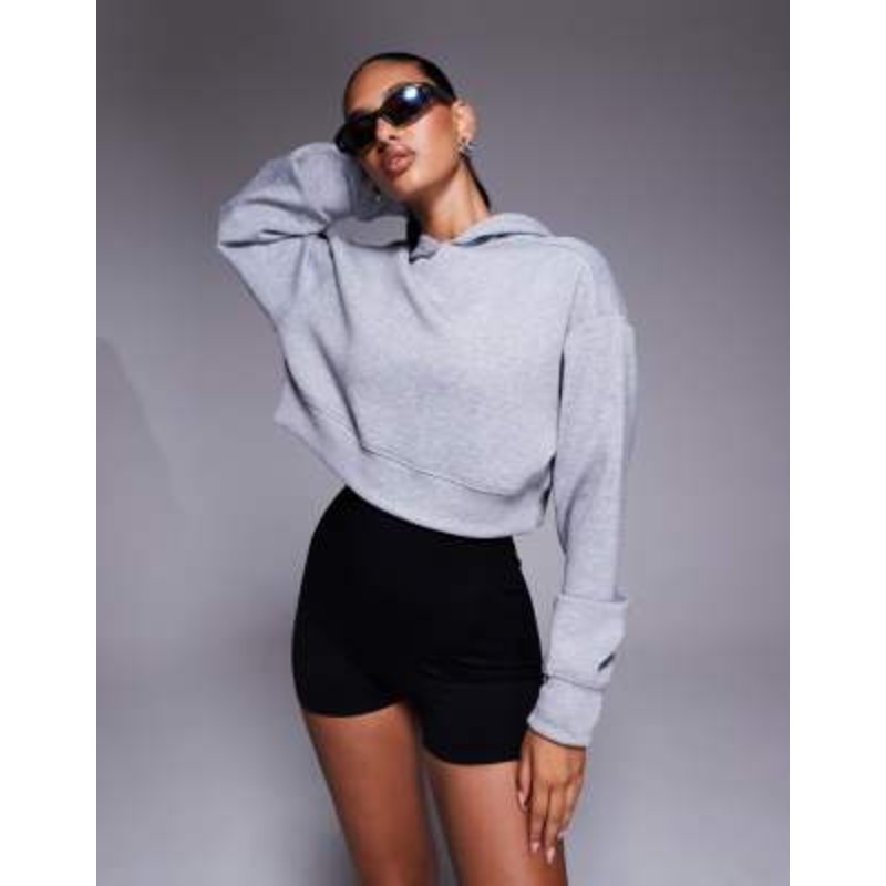 4505 quick dry performance jersey cropped hoodie in gray heather