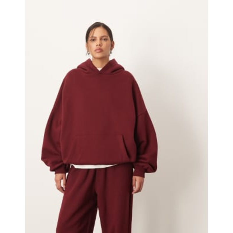 ARRANGE oversized premium heavyweight hoodie in merlot