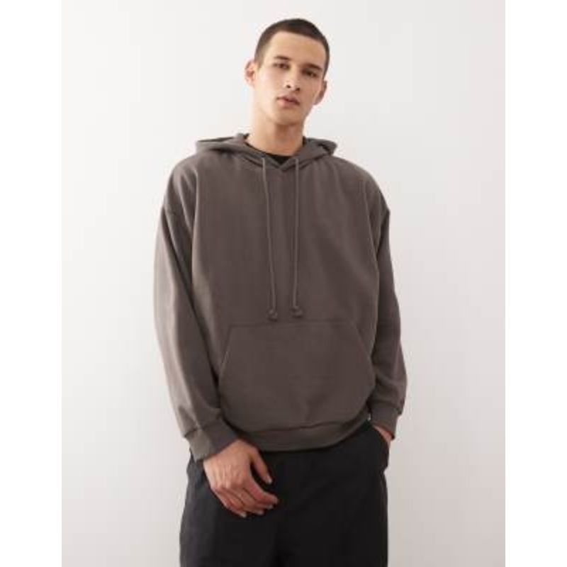 COLLUSION boxy hoodie in charcoal gray