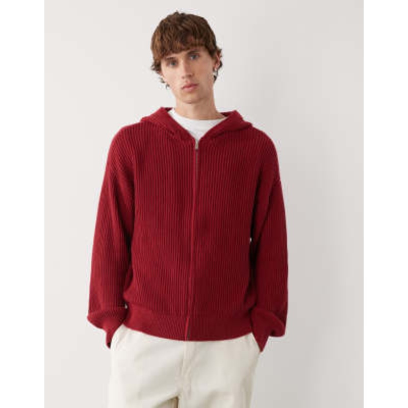 COLLUSION knit boxy hoodie in red