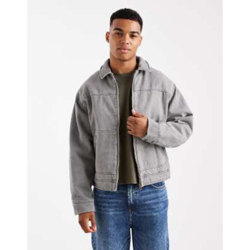 Cotton On cropped worker jacket in gray