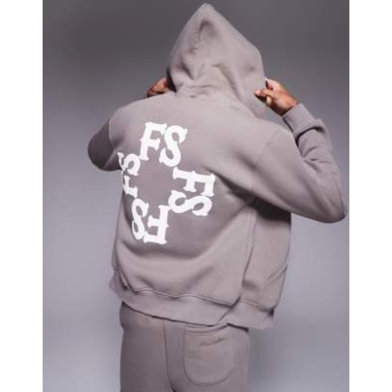 Faded Store monogram back print 320gsm hoodie in brown – part of a set