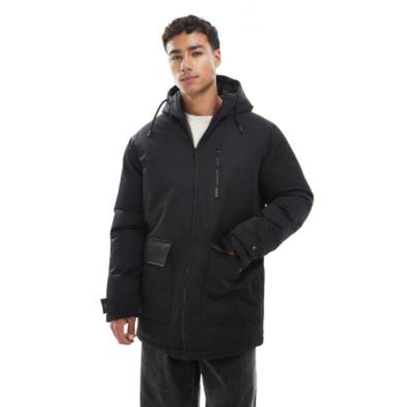 Jack & Jones parka jacket in black