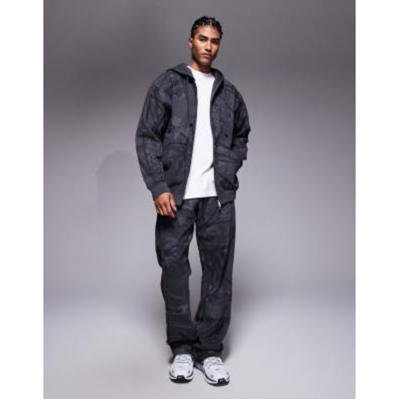 Liquor N Poker oversized camo print zip hoodie and sweatpants set in multi