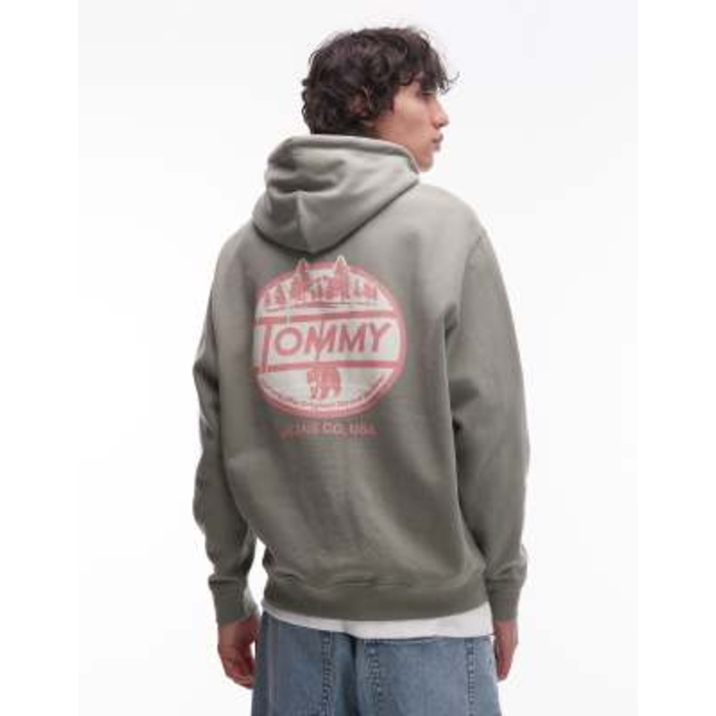 Tommy Jeans circle back graphic hoodie in sage green