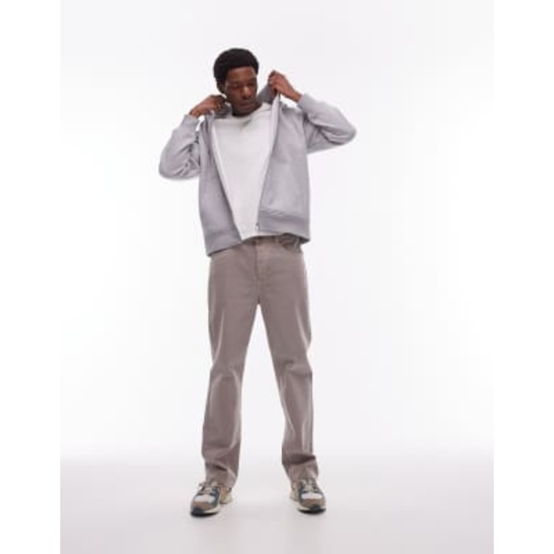 Topman full zip hoodie in gray heather