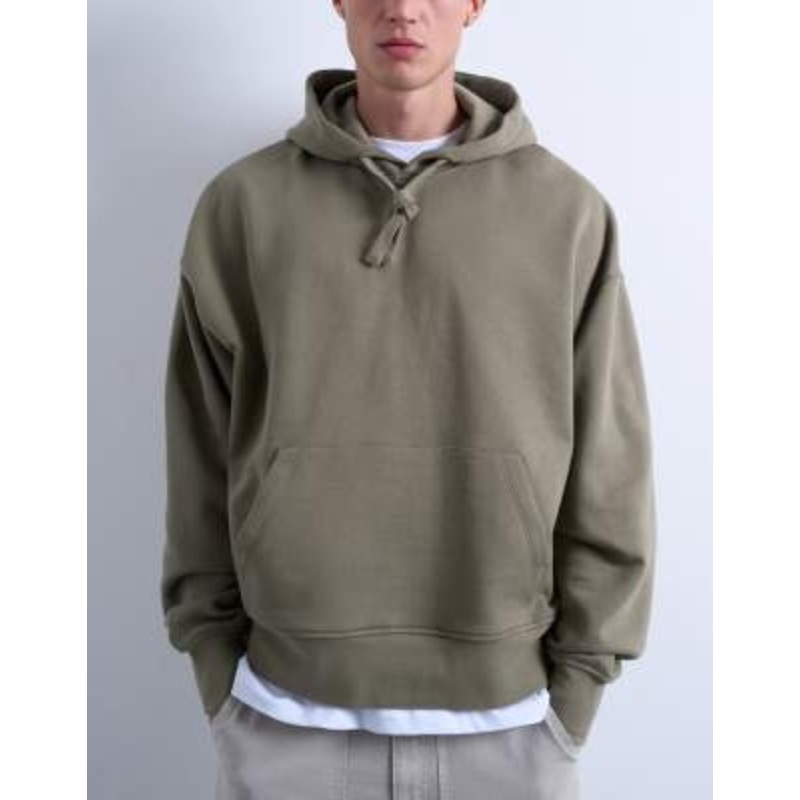 Topman heavyweight oversized fit hoodie in khaki