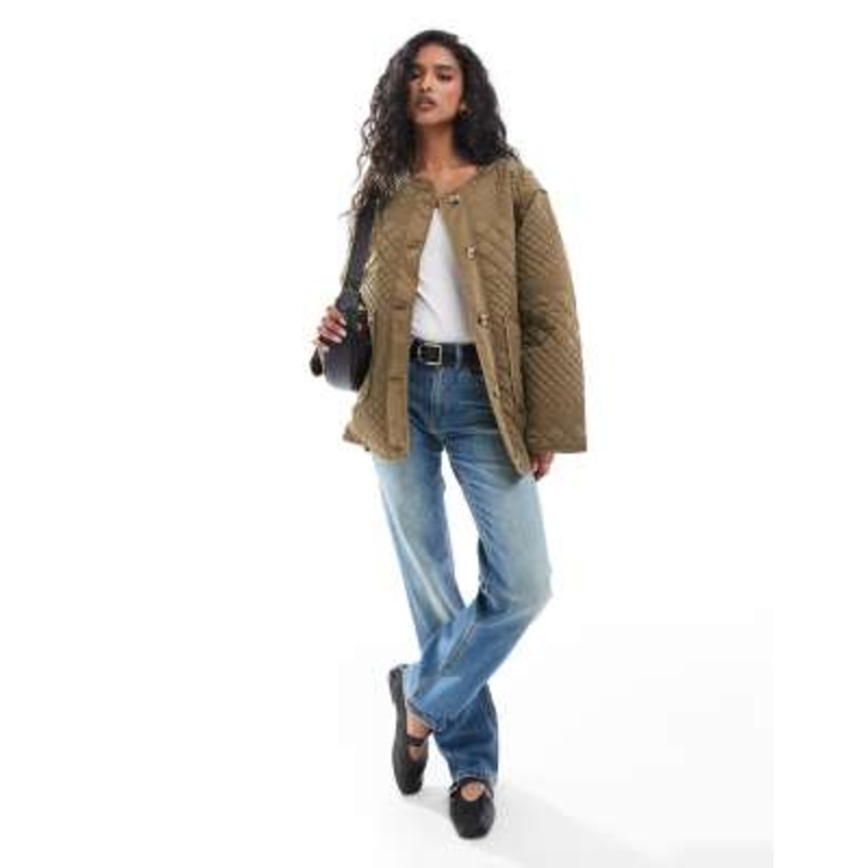 YAS quilted jacket in khaki