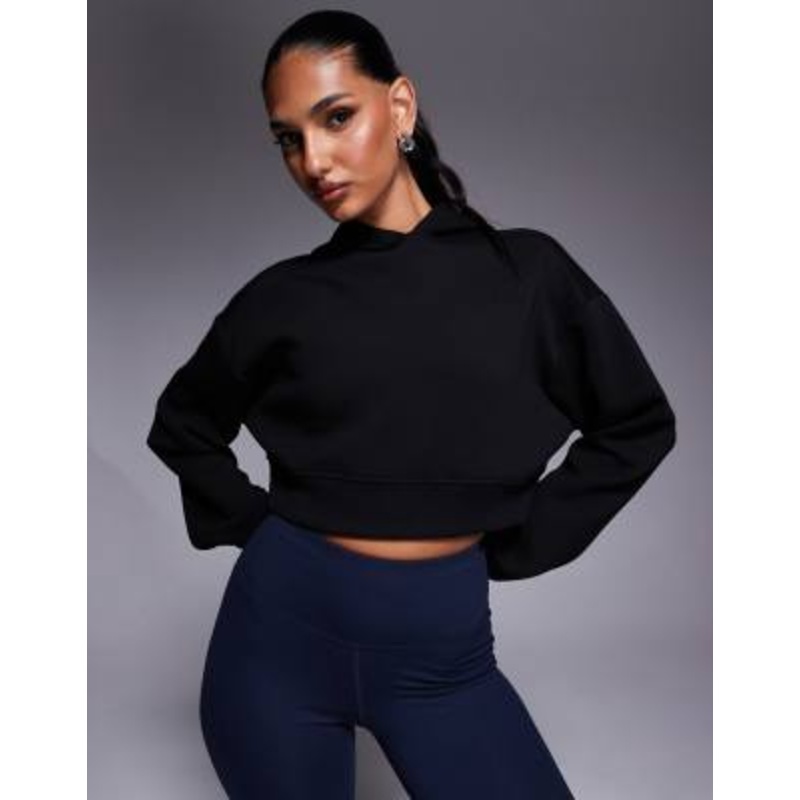 4505 quick dry performance jersey cropped hoodie in black