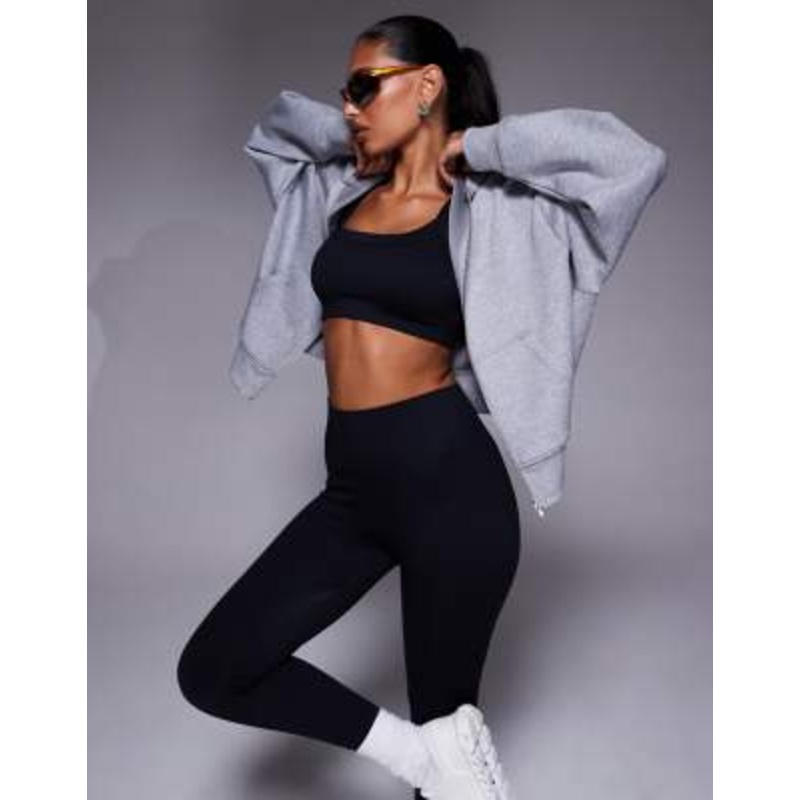 4505 quick dry performance jersey zip up oversized hoodie in gray heather