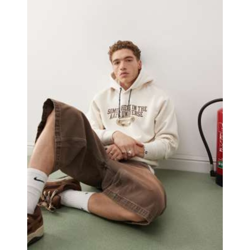 Aape by A Bathing Ape arm logo zip up hoodie in gray