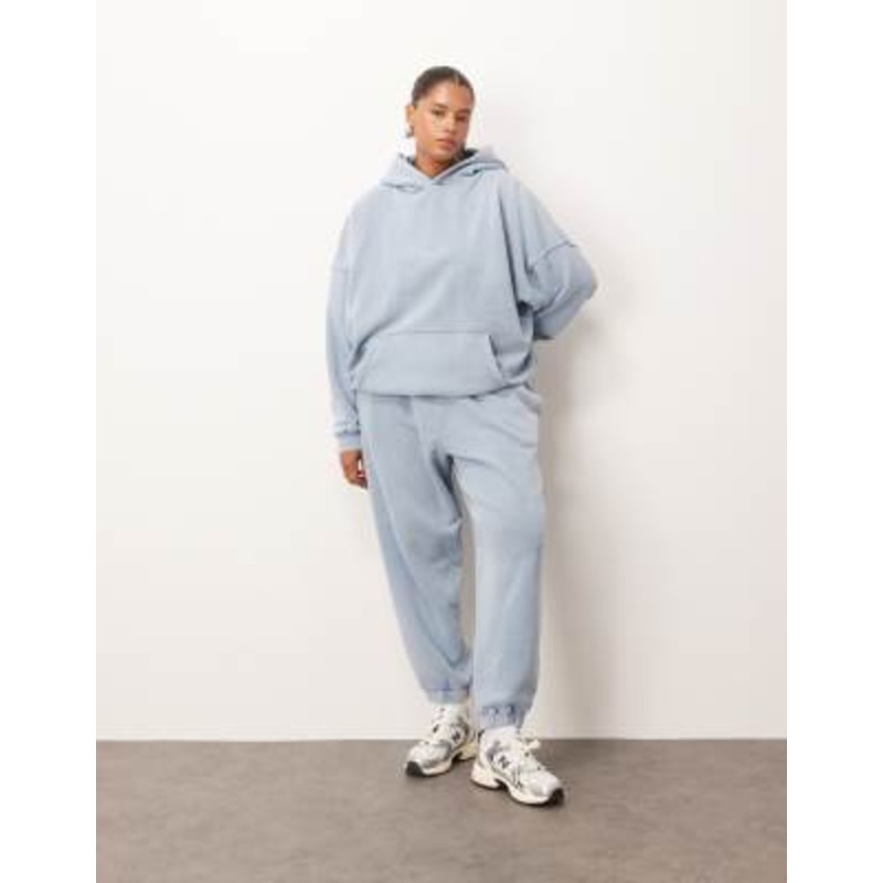 ARRANGE Curve premium acid wash hoodie and sweatpants in soft blue