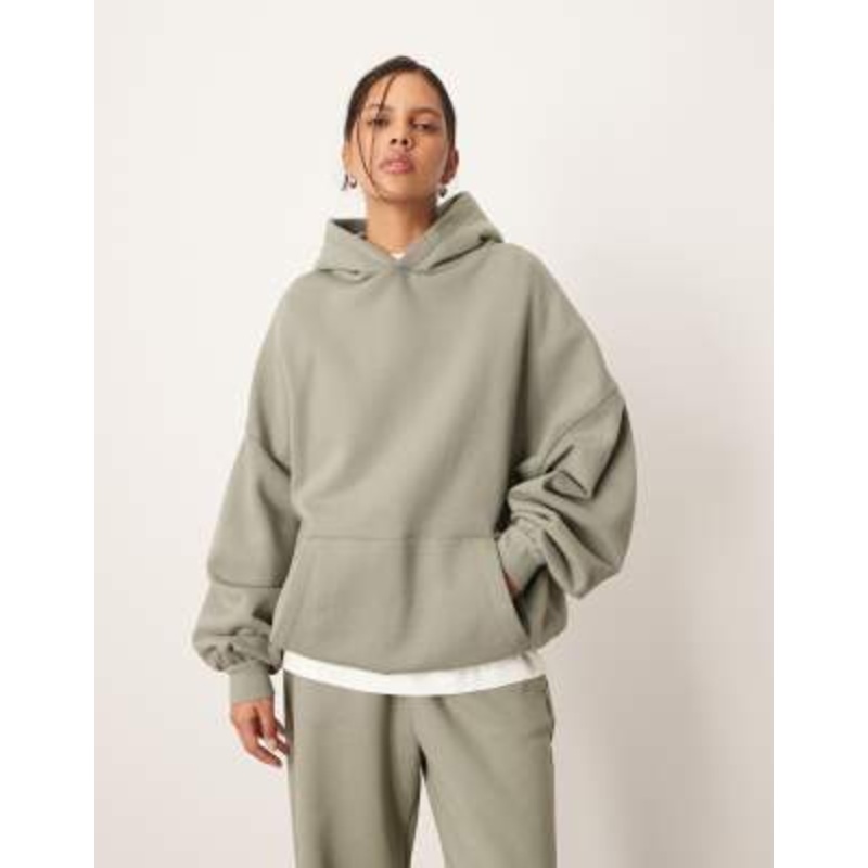 ARRANGE oversized premium heavy weight hoodie in olive green