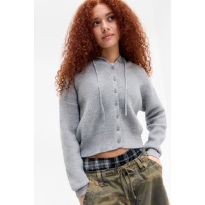 BDG Urban Outfitters BUTTON THROUGH HOODIE – Strickjacke – grey/grau