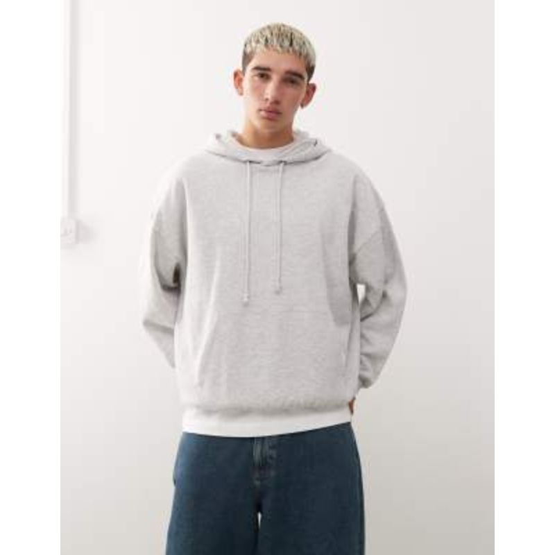 COLLUSION boxy hoodie in heather gray
