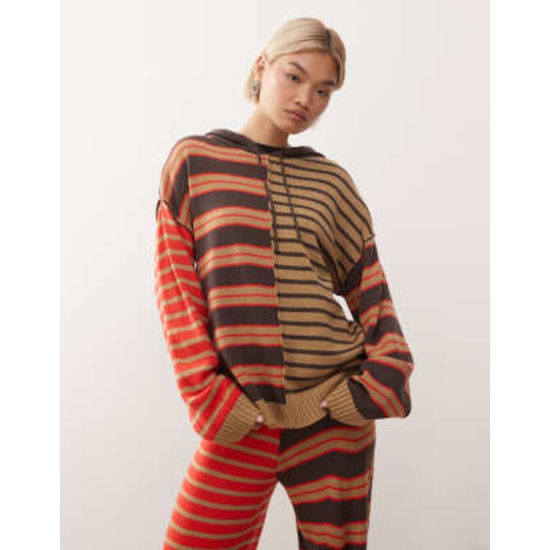 COLLUSION knitted spliced stripe hoodie – part of a set